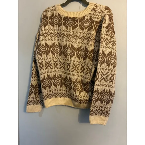 NWT Size Large Cream and Brown Pullover Sweater - Picture 4 of 7